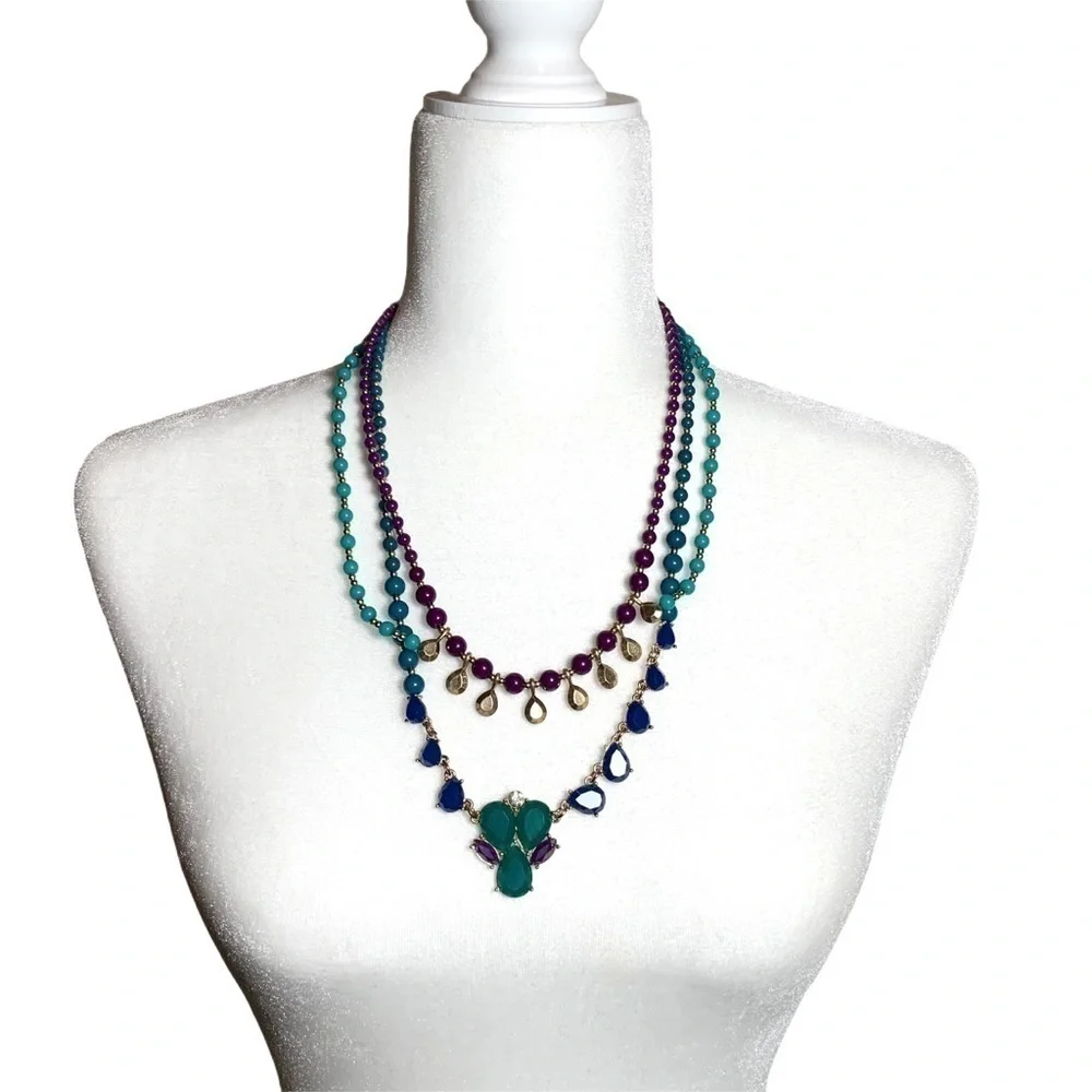 Boho Blue & Purple Necklace & Earring Bundle - Picture 2 of 15